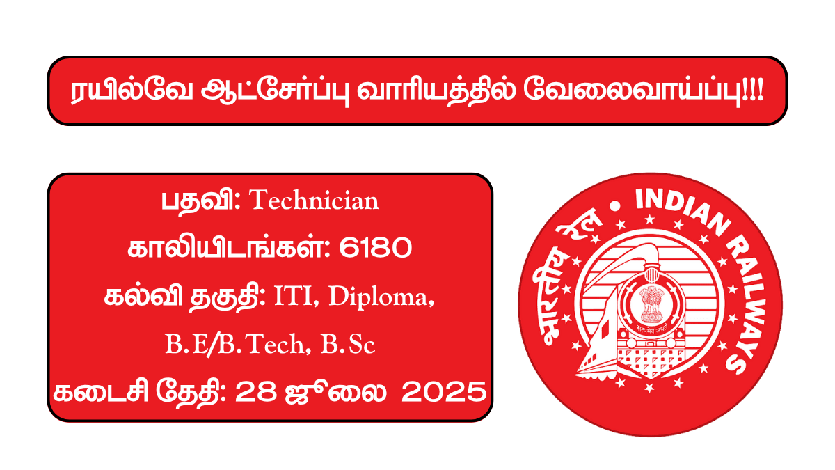 RRB Recruitment 2025 6180 Technician Posts