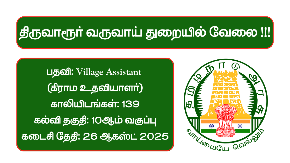 Tiruvarur Revenue Department Recruitment 2025