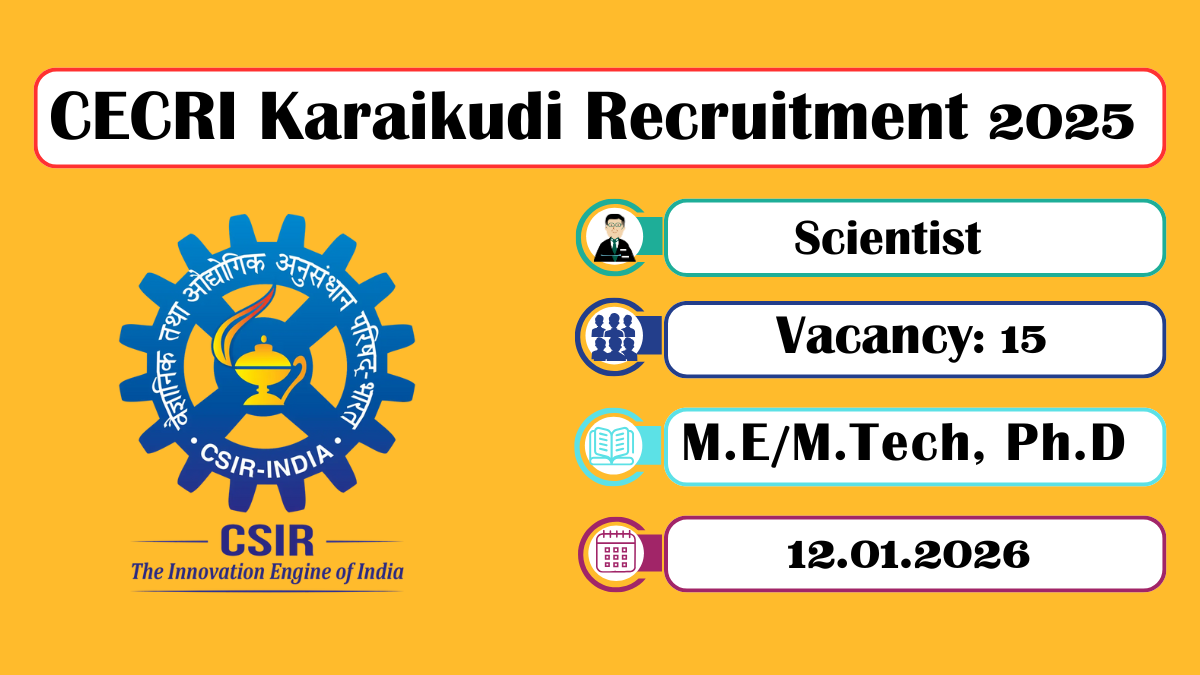 CECRI Karaikudi Recruitment 2025