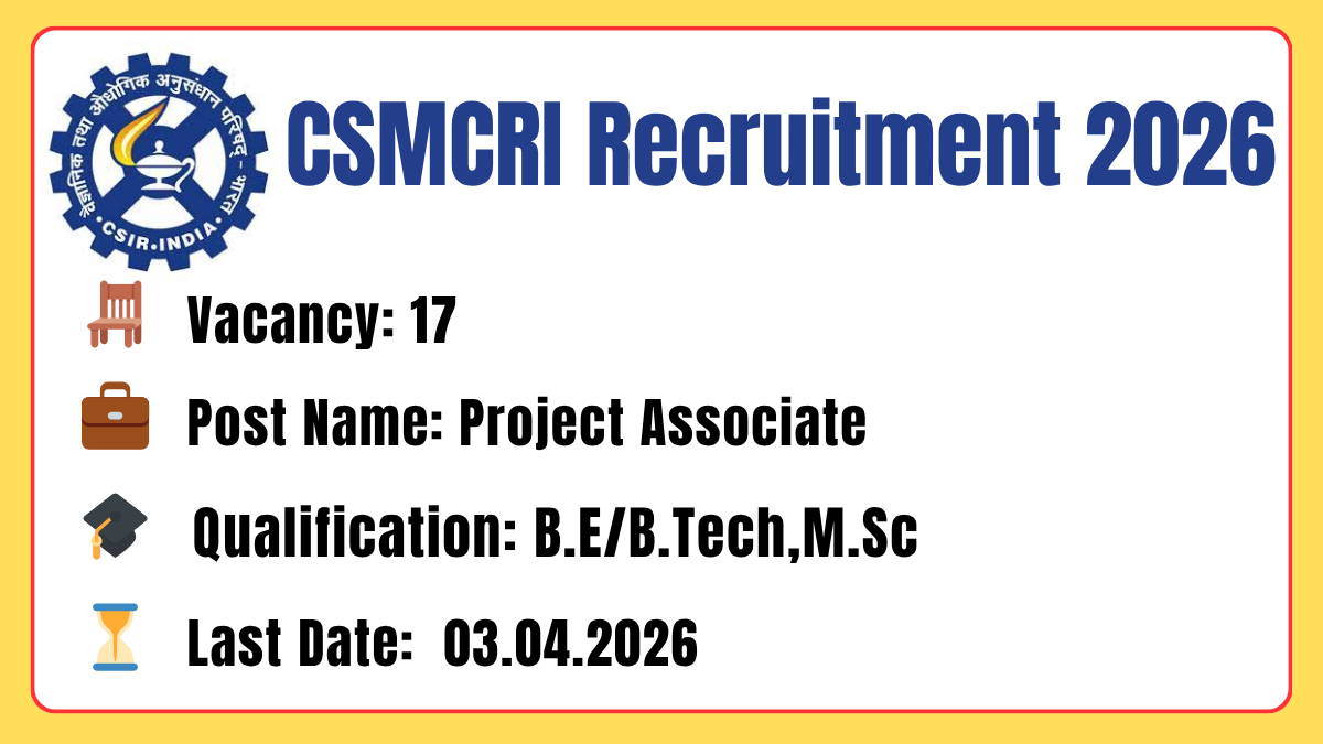CSMCRI Recruitment 2026