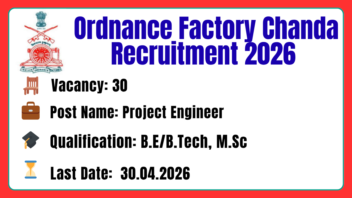 Ordnance Factory Chanda Recruitment 2026