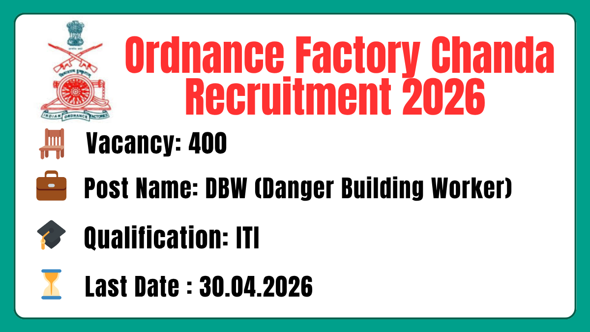 Ordnance Factory Chanda Recruitment 2026