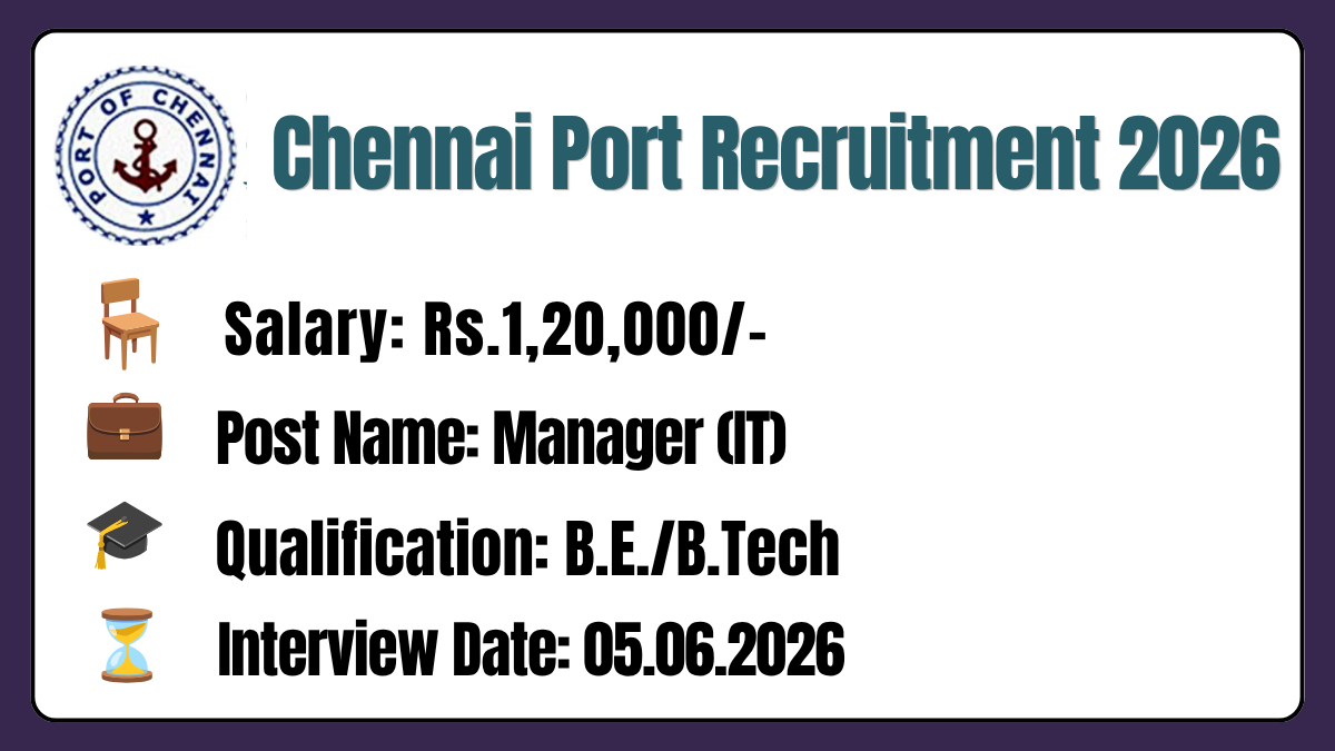 Chennai Port Recruitment 2026