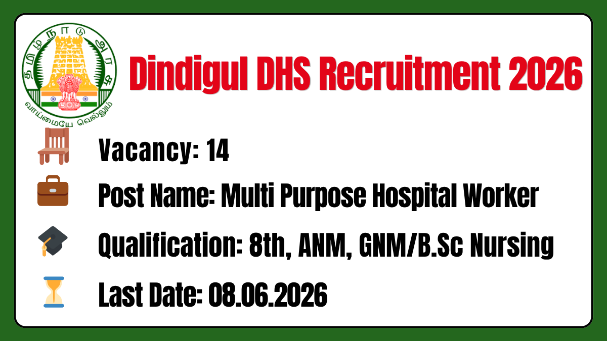 Dindigul DHS Recruitment 2026