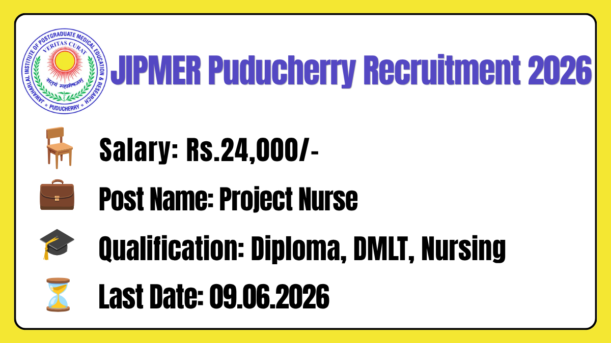 JIPMER Puducherry Recruitment 2026