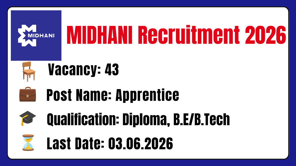 MIDHANI Recruitment 2026