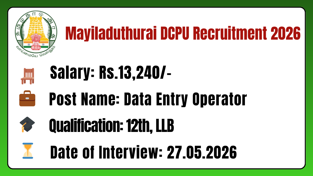 Mayiladuthurai DCPU Recruitment 2026