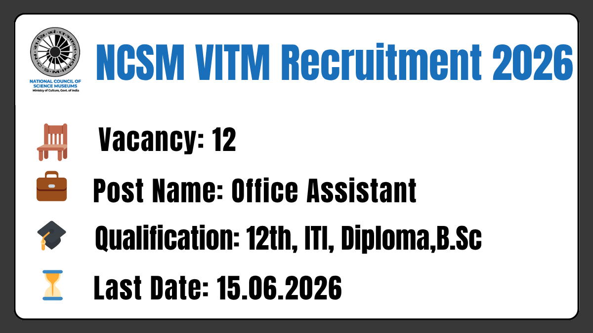 NCSM VITM Recruitment 2026
