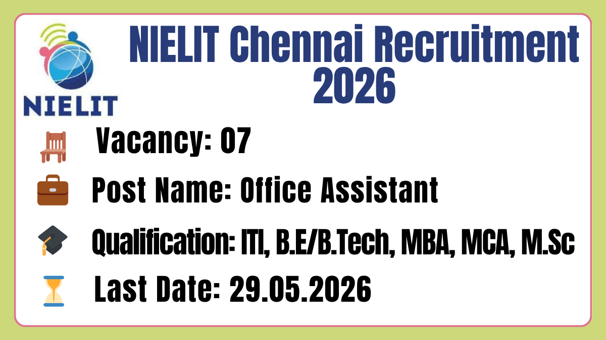 NIELIT Chennai Recruitment 2026