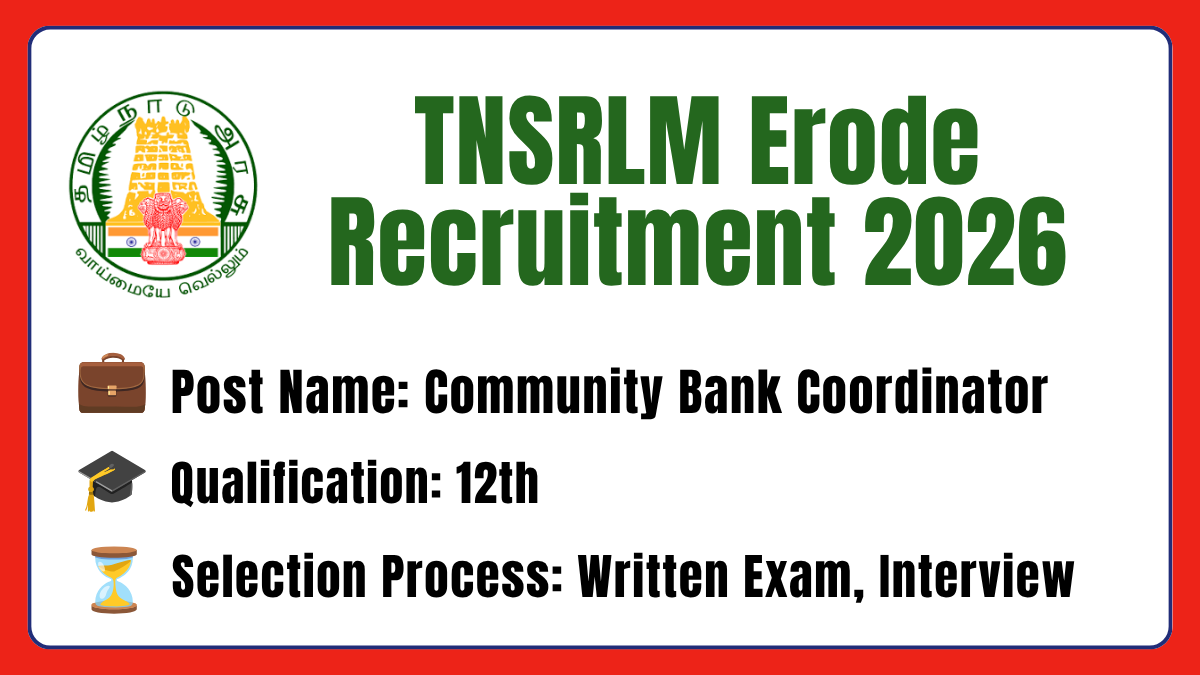 TNSRLM Erode Recruitment 2026
