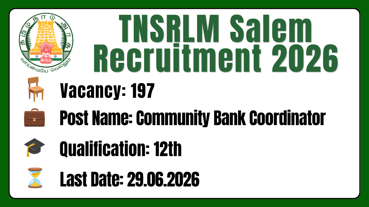 TNSRLM Salem Recruitment 2026
