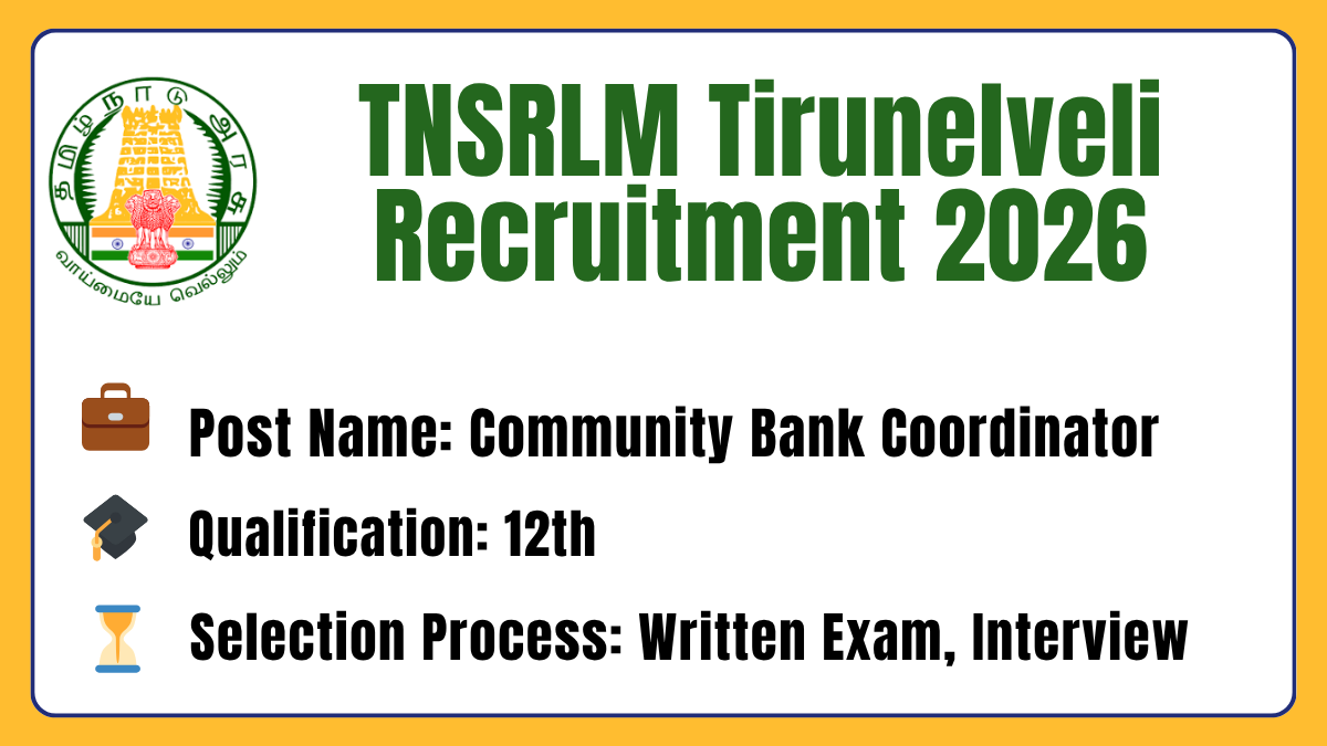 TNSRLM Tirunelveli Recruitment 2026