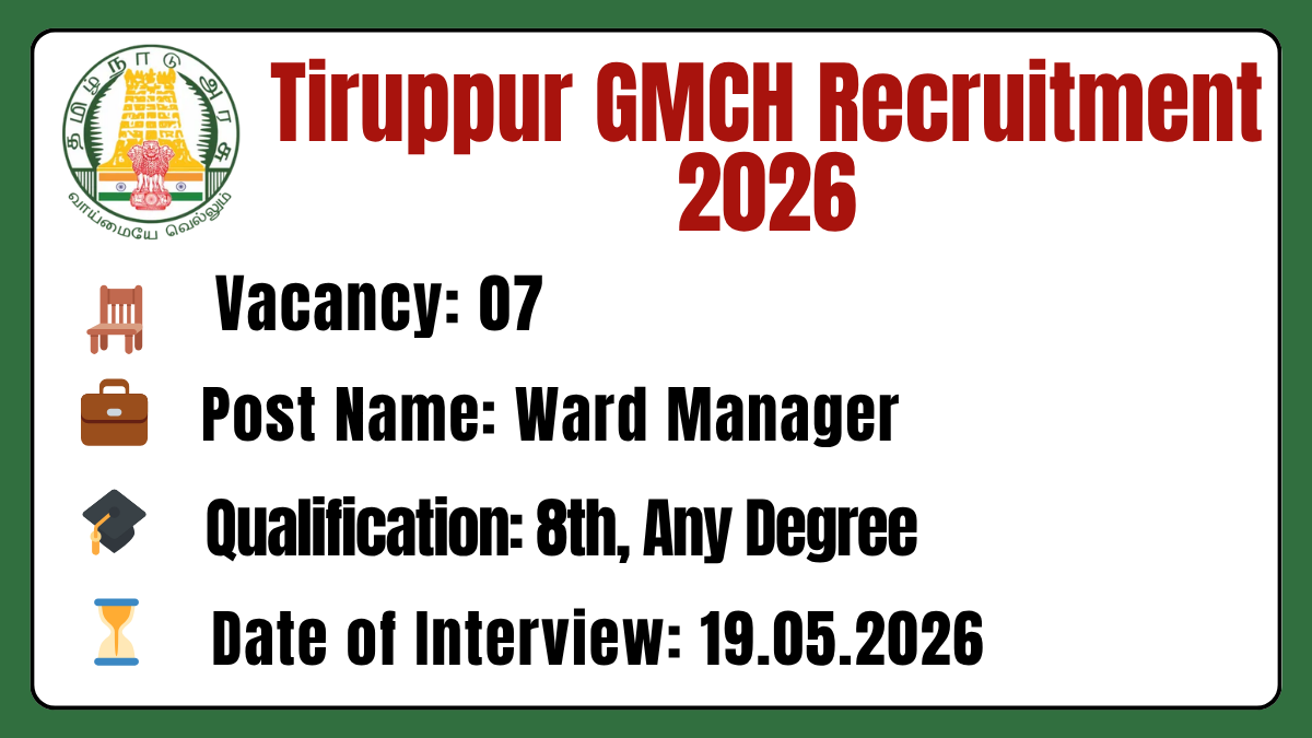 Tiruppur GMCH Recruitment 2026