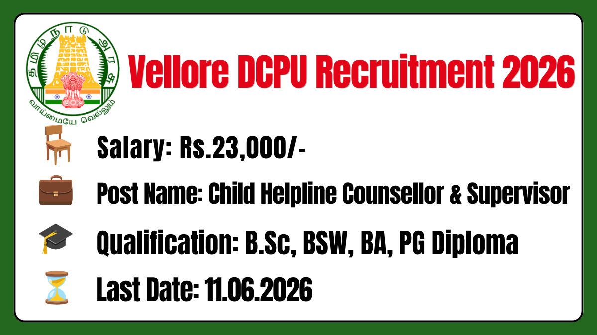 Vellore DCPU Recruitment 2026