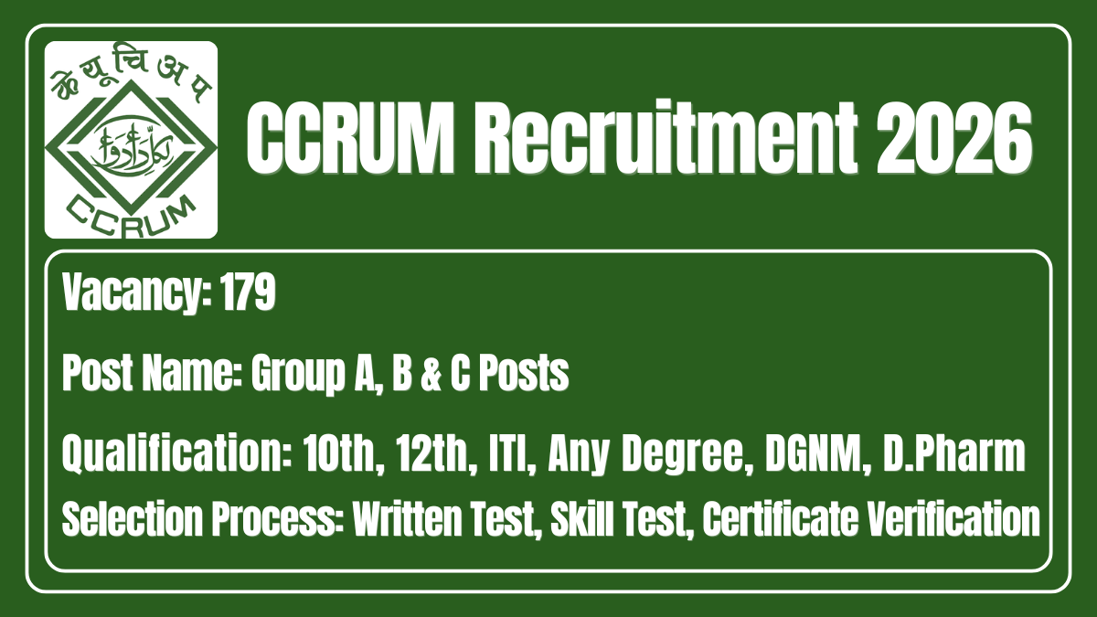 CCRUM Recruitment 2026