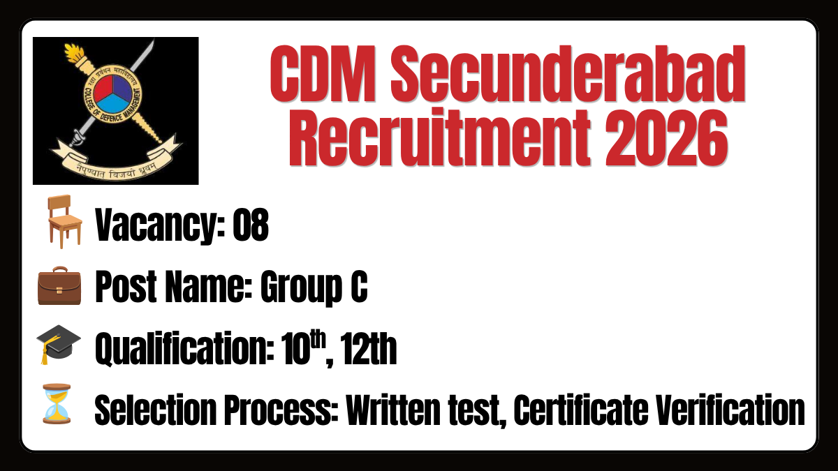CDM Secunderabad Recruitment 2026
