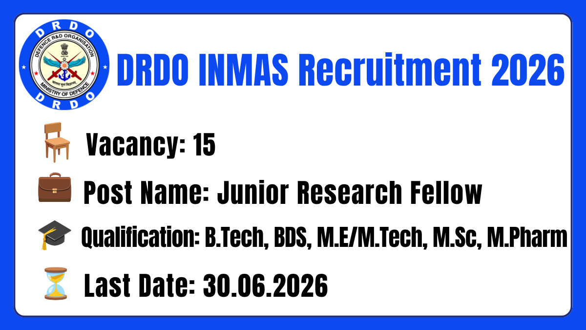 DRDO INMAS Recruitment 2026