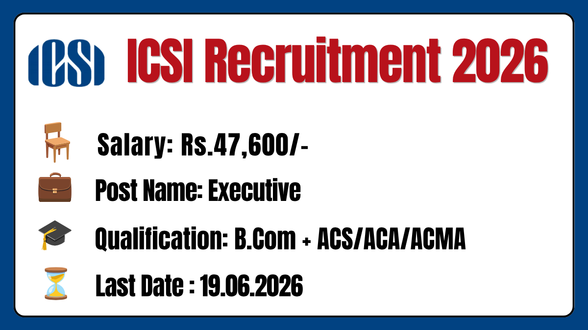 ICSI Recruitment 2026