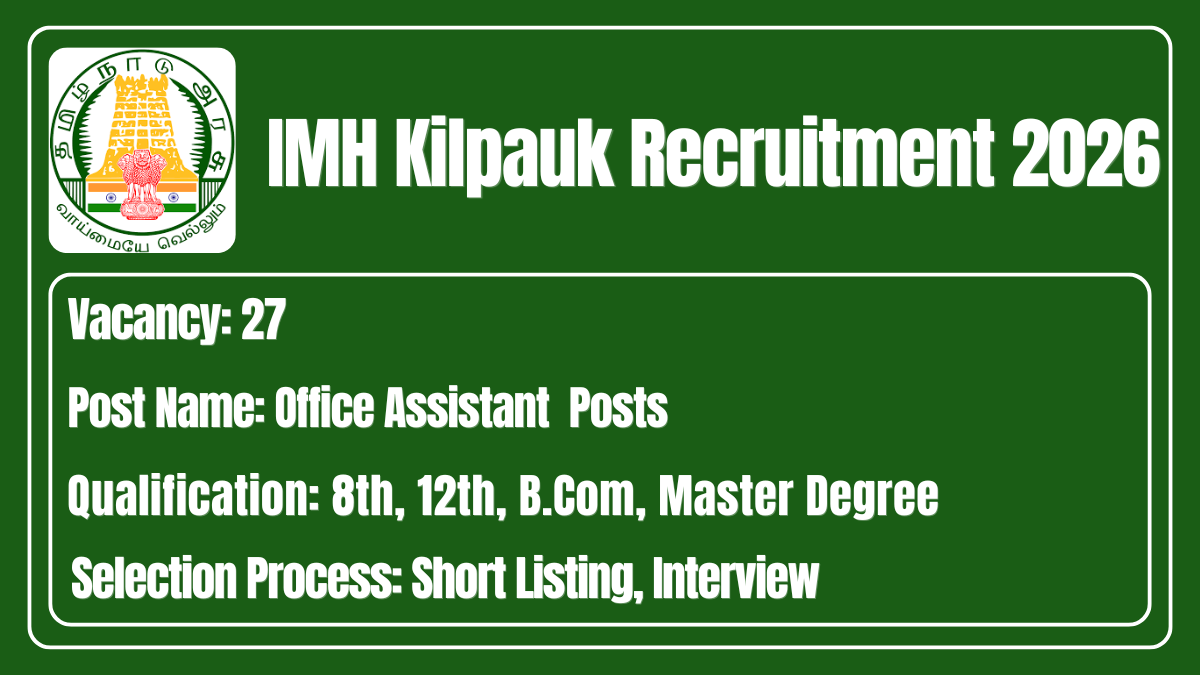 IMH Kilpauk Recruitment 2026