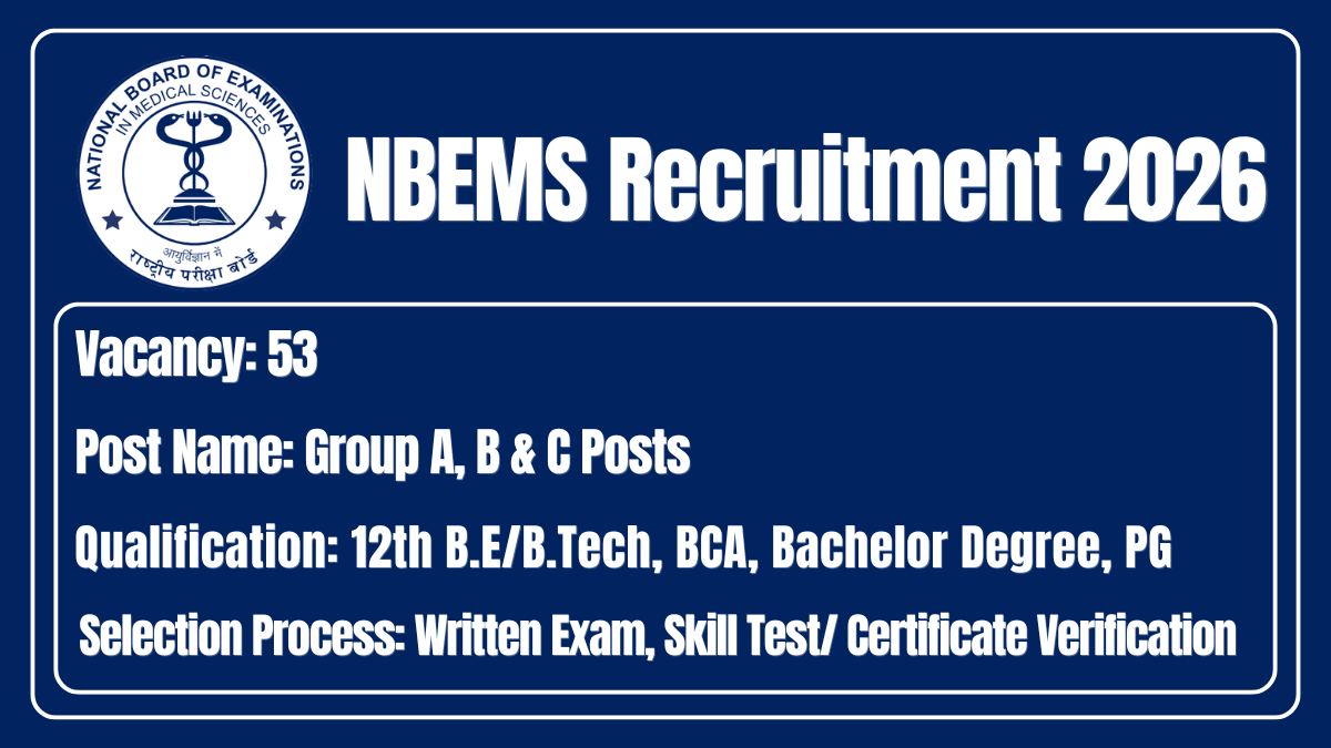 NBEMS Recruitment 2026
