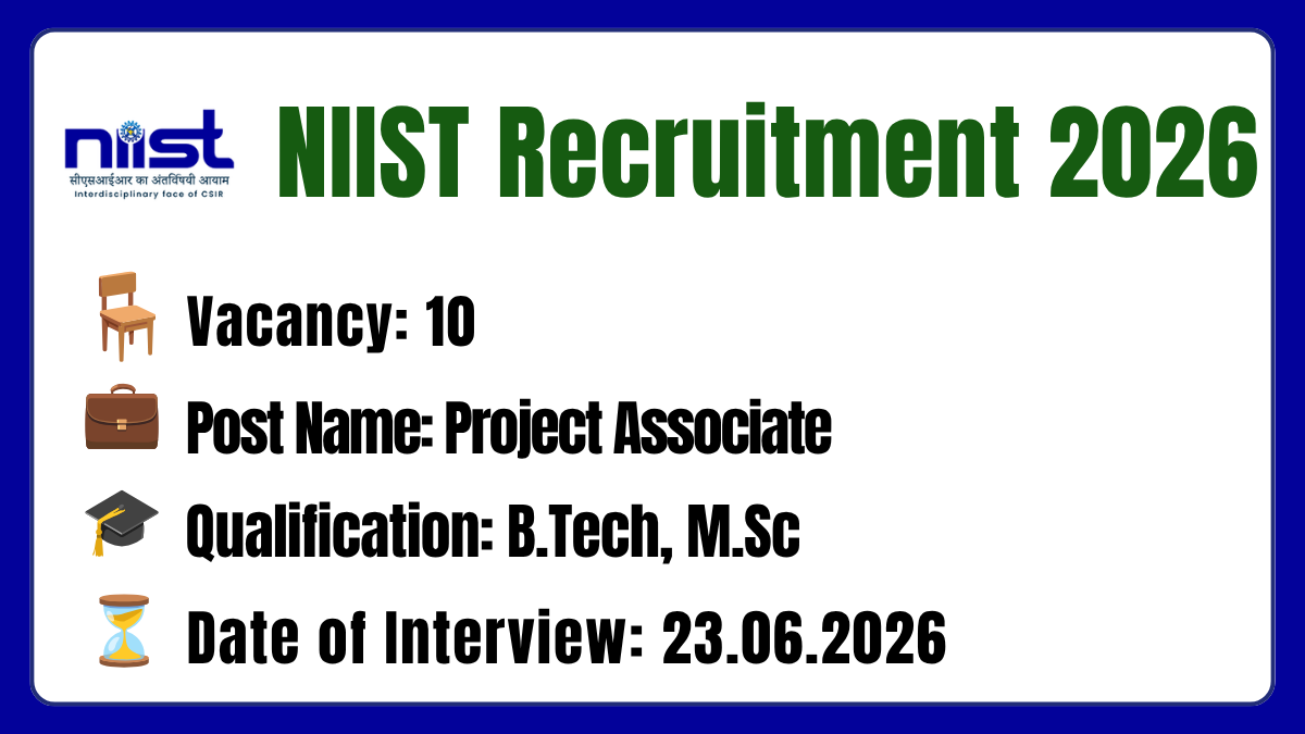NIIST Recruitment 2026