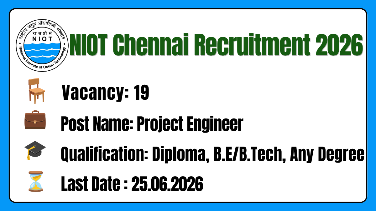 NIOT Chennai Recruitment 2026