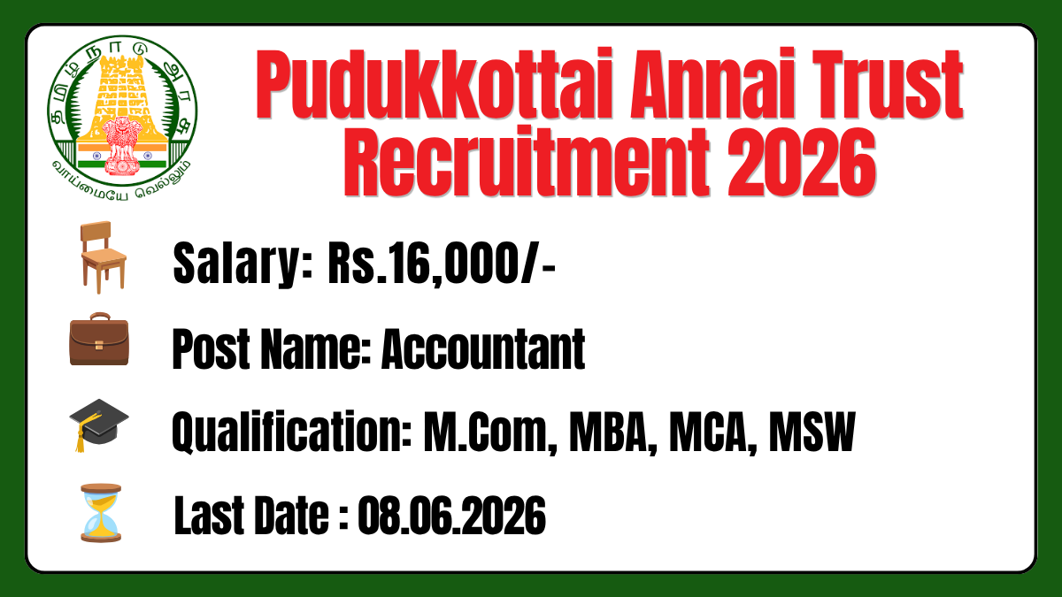 Pudukkottai Annai Trust Recruitment 2026