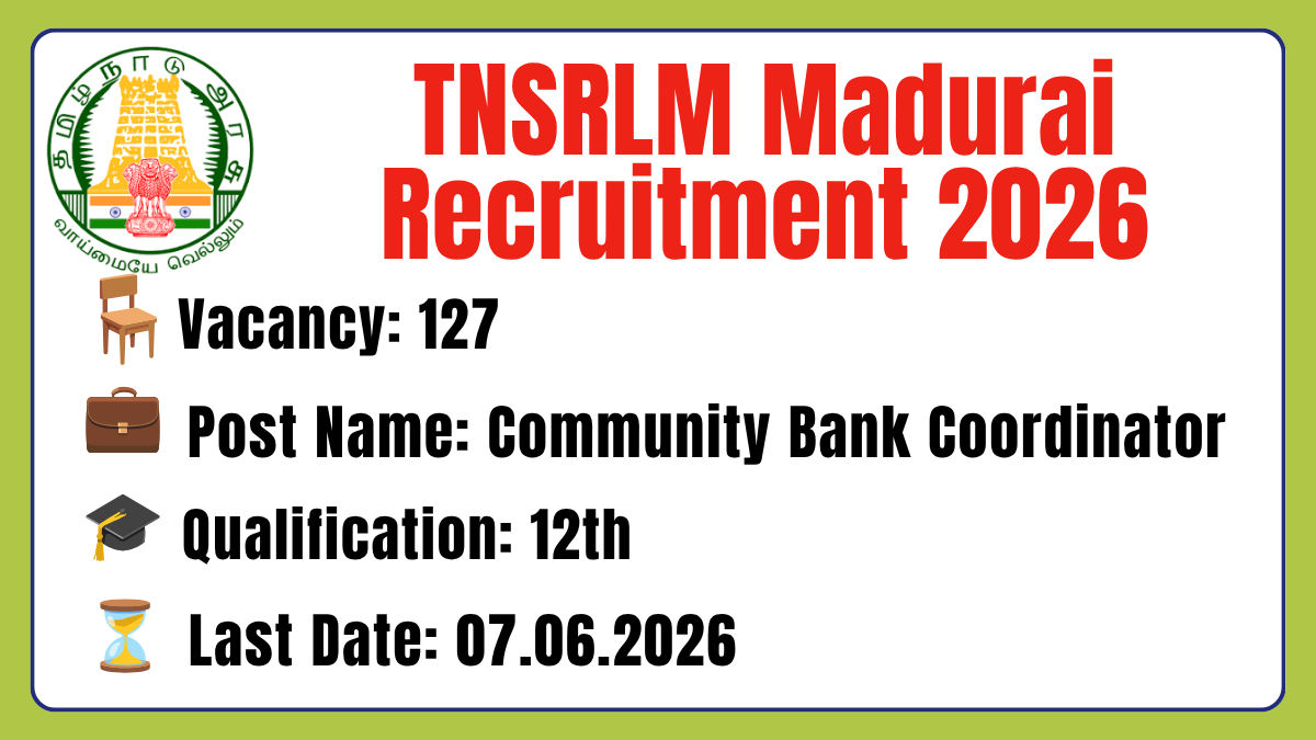 TNSRLM Madurai Recruitment 2026