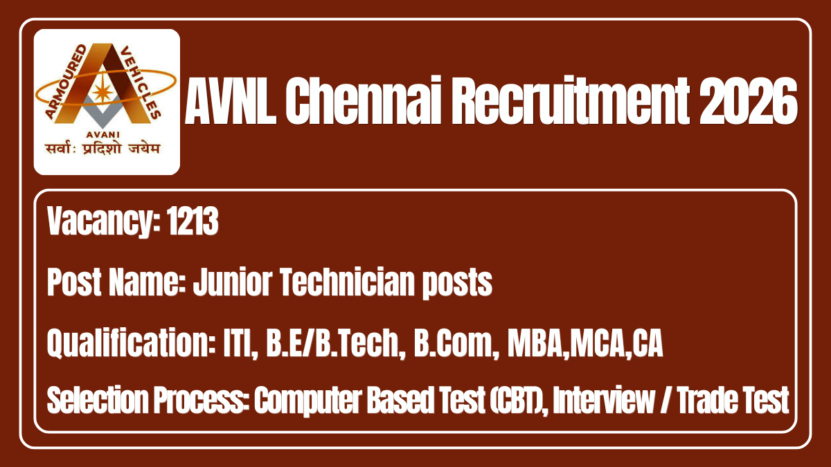 AVNL Chennai Recruitment 2026