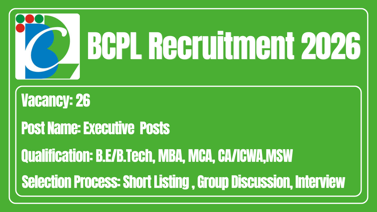 BCPL Recruitment 2026