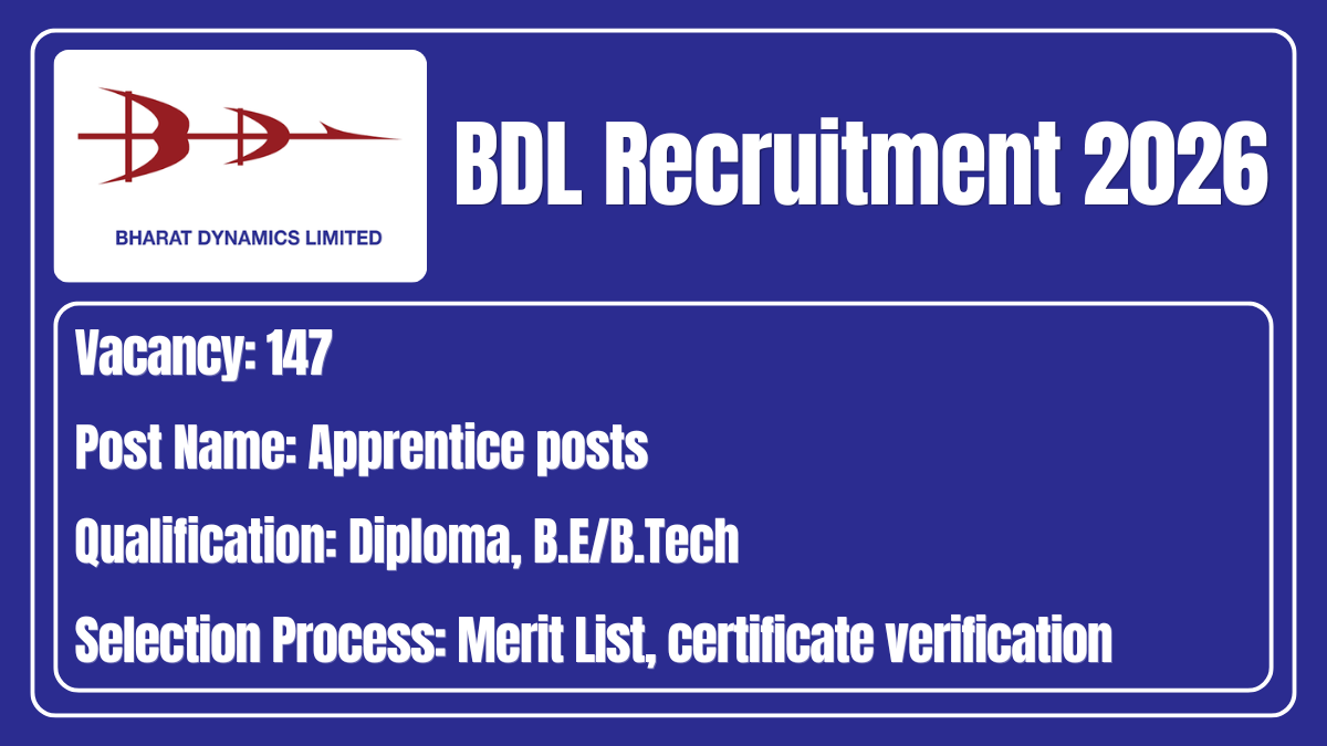BDL Recruitment 2026