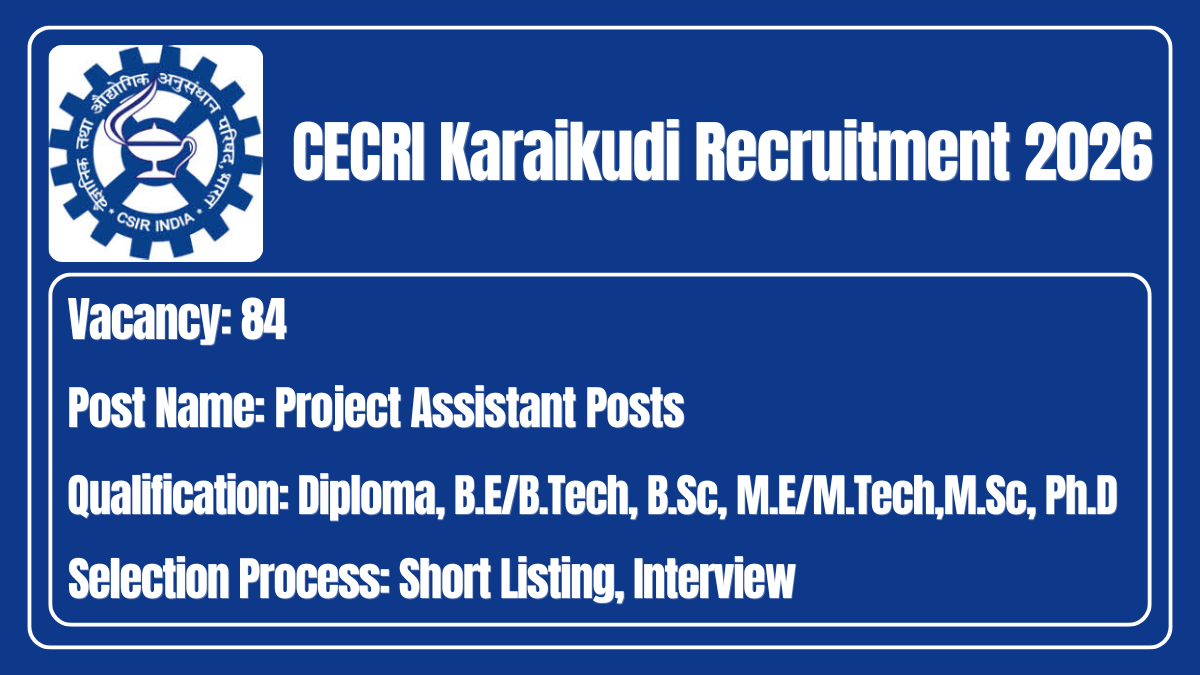 CECRI Karaikudi Recruitment 2026