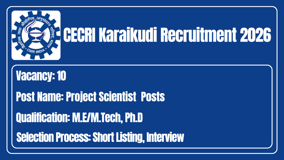 CECRI Karaikudi Recruitment 2026