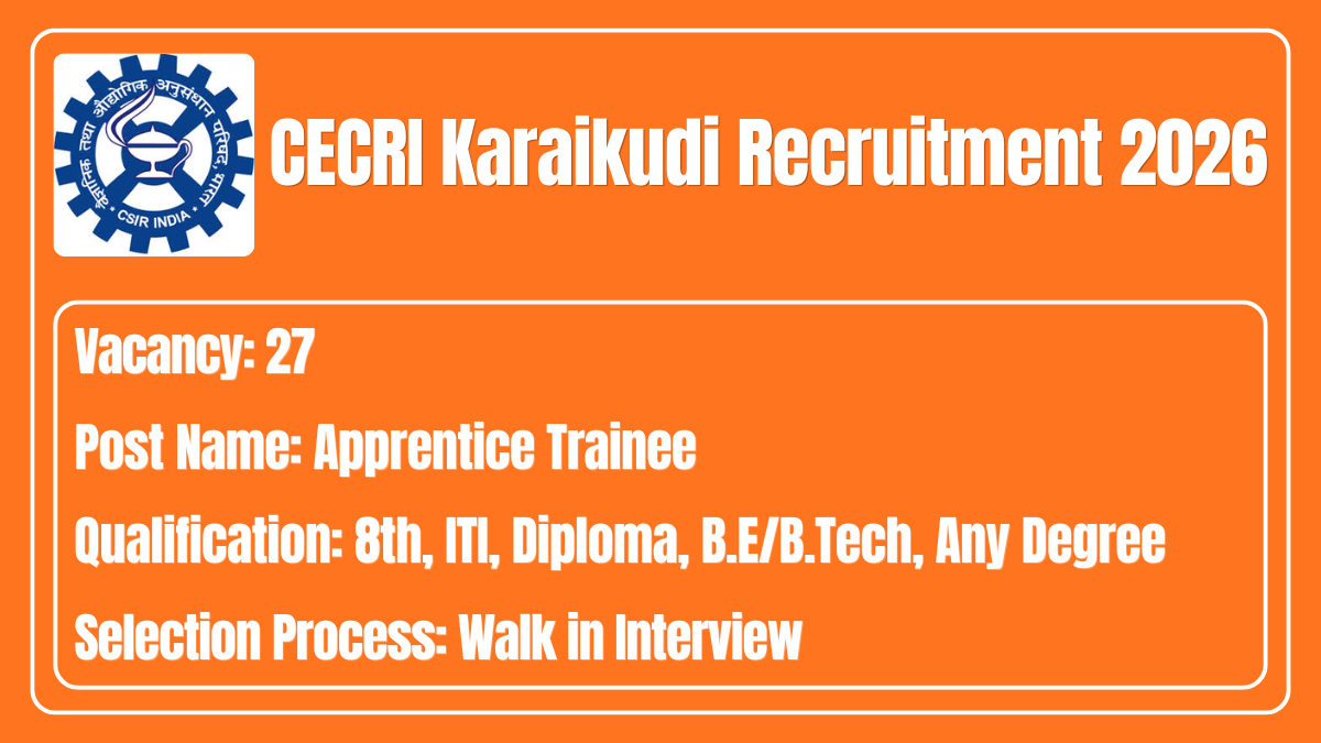 CECRI Karaikudi Recruitment 2026
