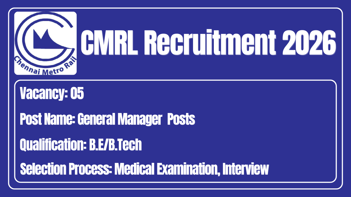 CMRL Recruitment 2026