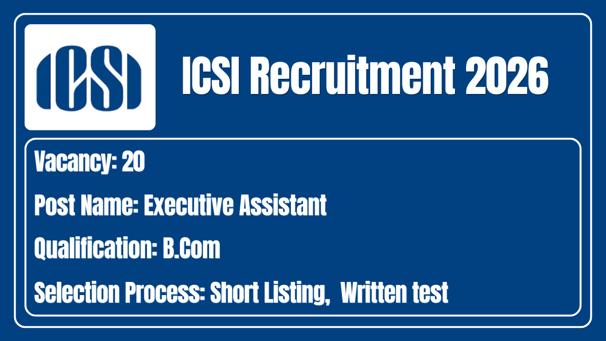 ICSI Recruitment 2026