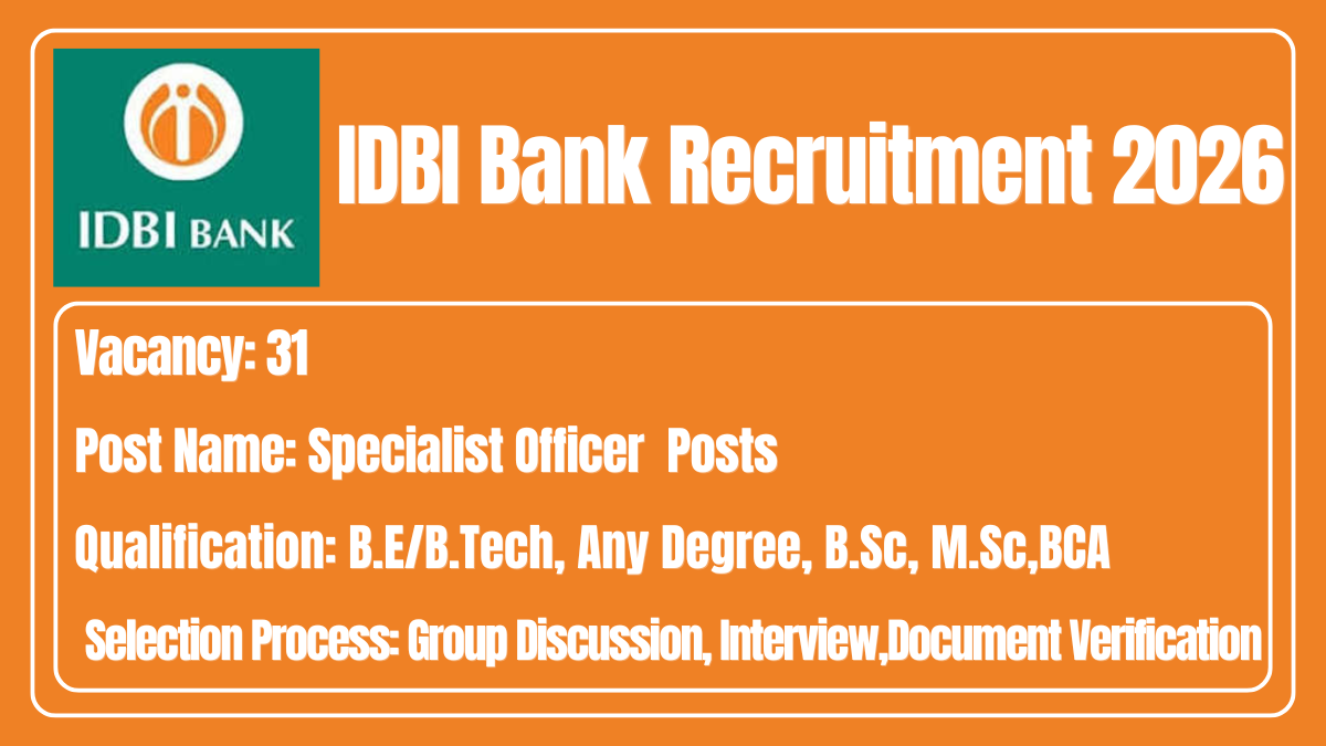 IDBI Bank Recruitment 2026