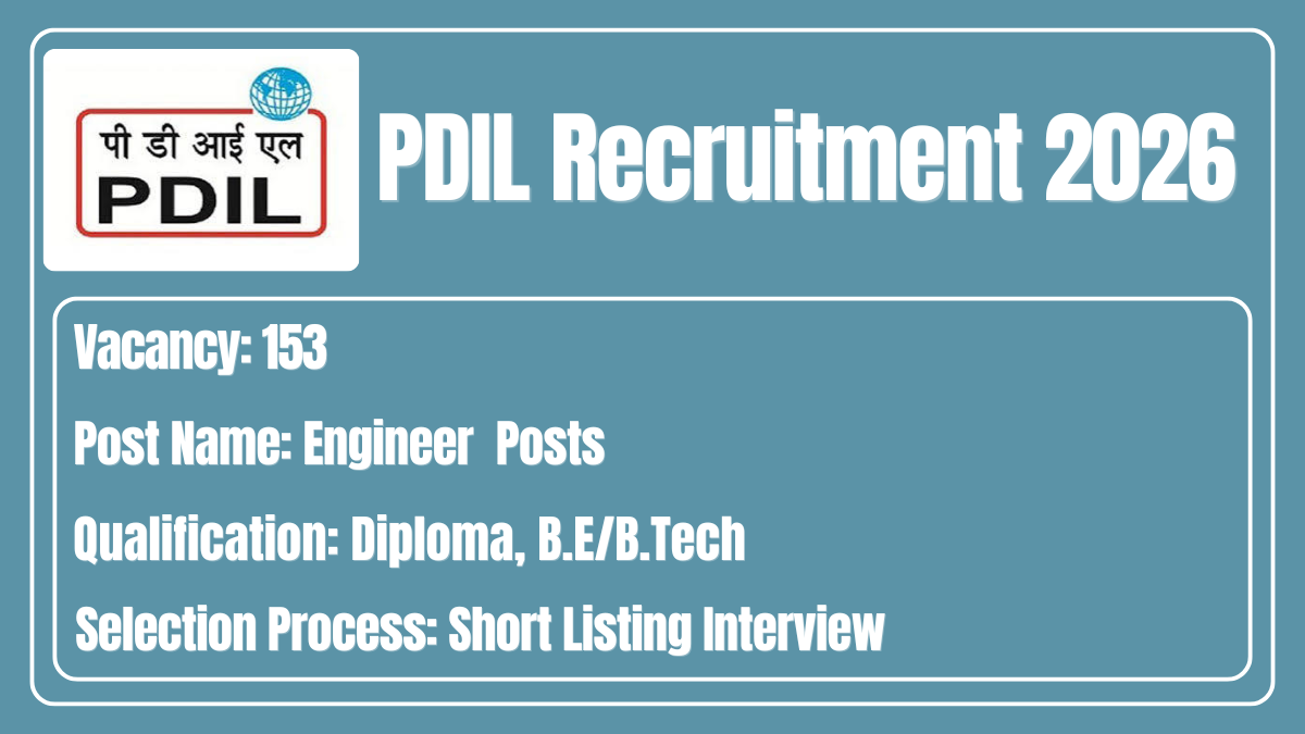 PDIL Recruitment 2026