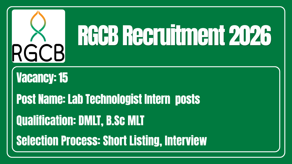 RGCB Recruitment 2026