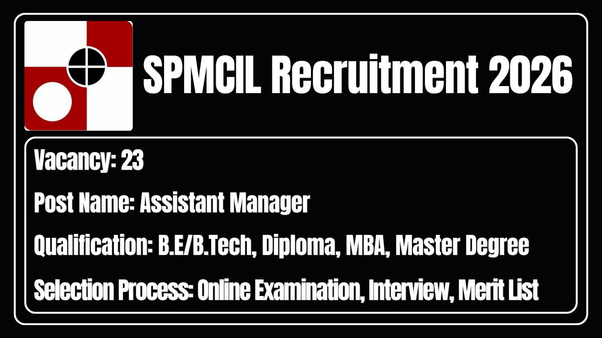 SPMCIL Recruitment 2026