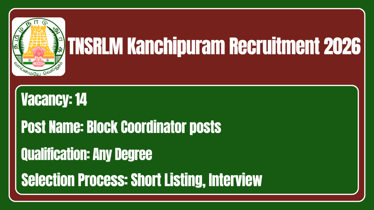 TNSRLM Kanchipuram Recruitment 2026