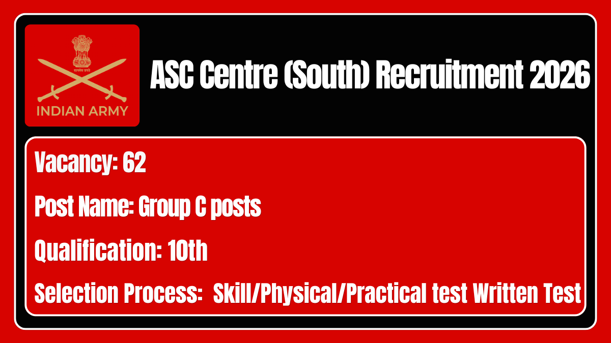 ASC Centre (South) Recruitment 2026