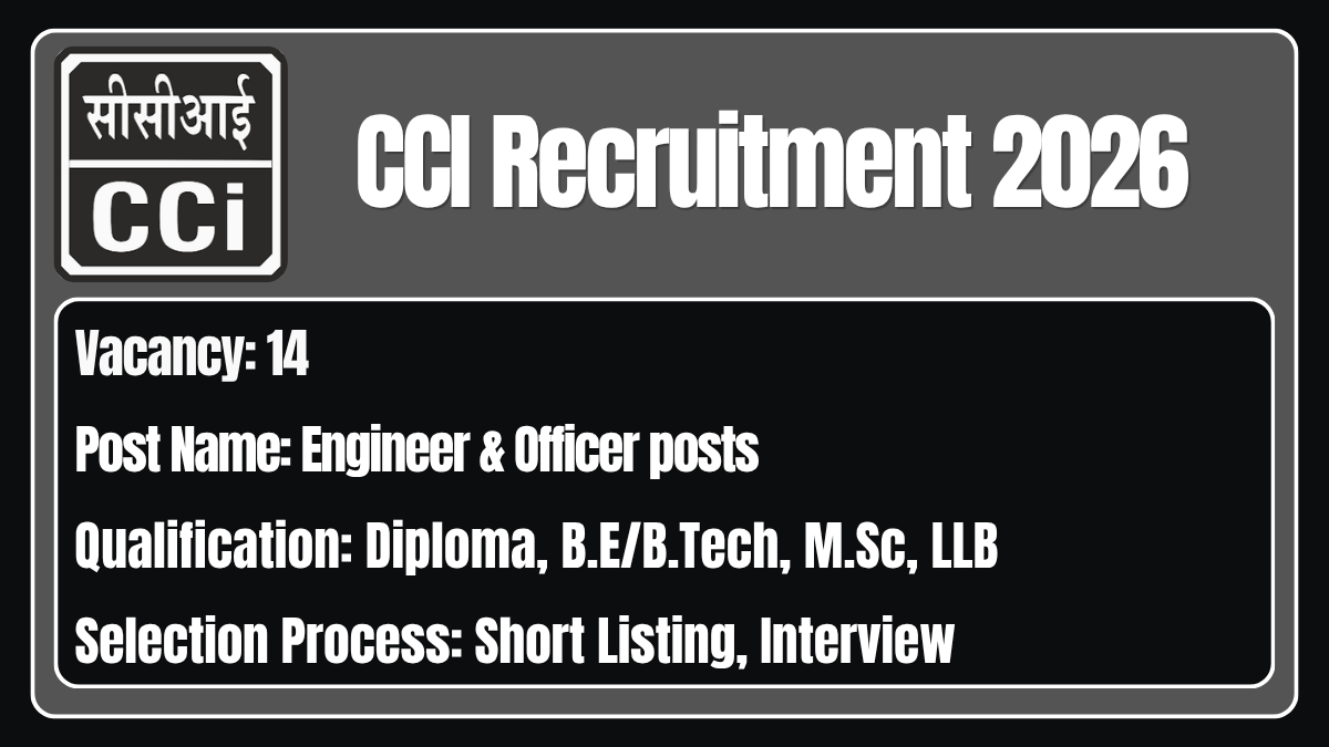 CCI Recruitment 2026