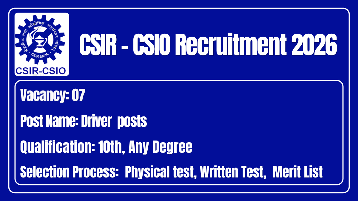 CSIR – CSIO Recruitment 2026