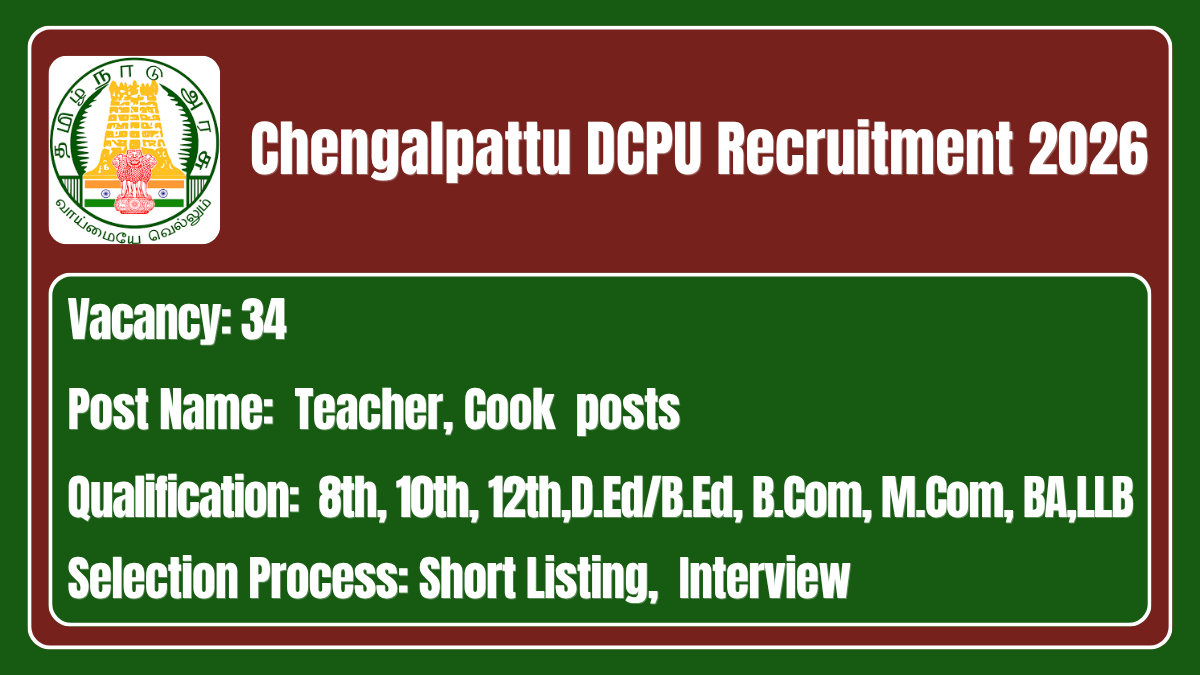 Chengalpattu DCPU Recruitment 2026