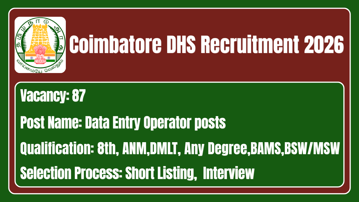 Coimbatore DHS Recruitment 2026