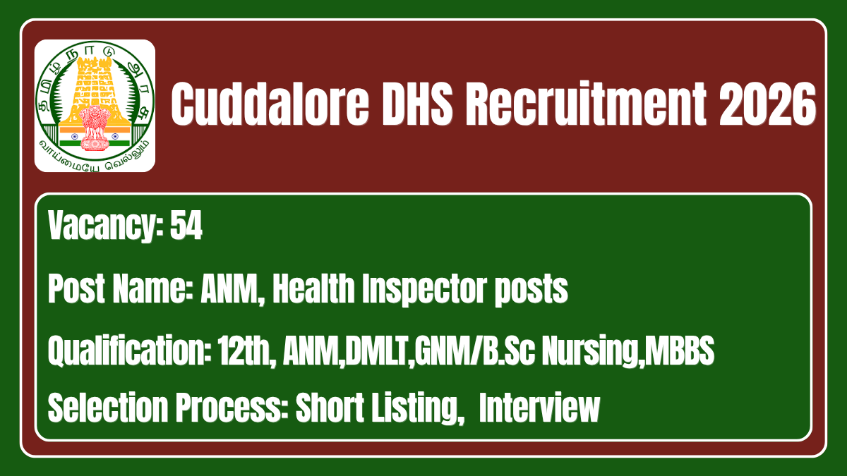 Cuddalore DHS Recruitment 2026