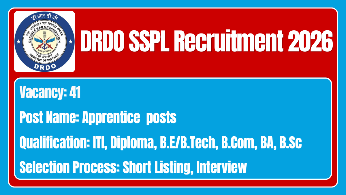 DRDO SSPL Recruitment 2026