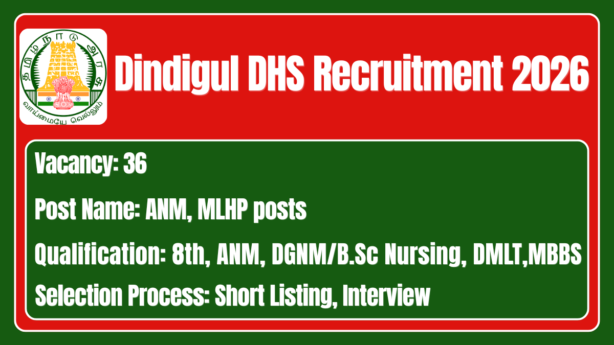 Dindigul DHS Recruitment 2026