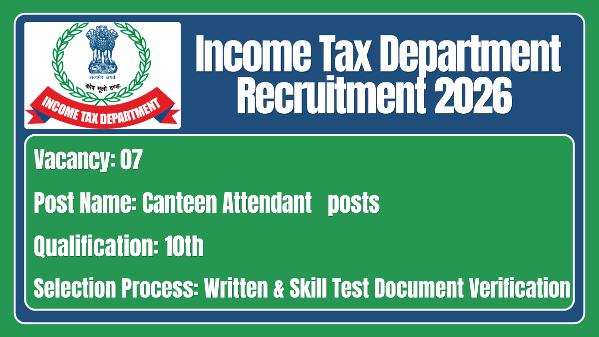 Income Tax Department Recruitment 2026